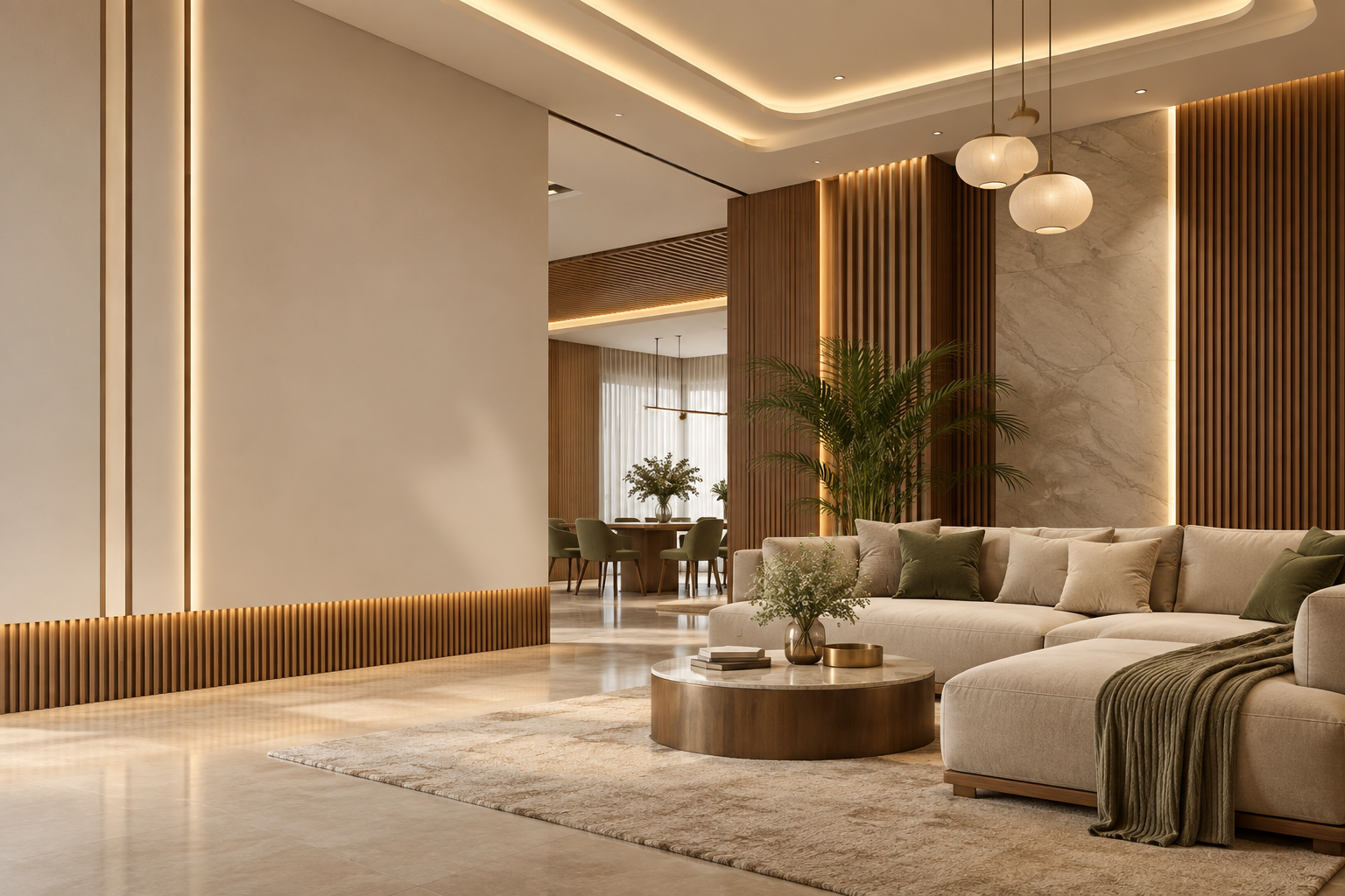Luxury modern interior with premium ceiling design